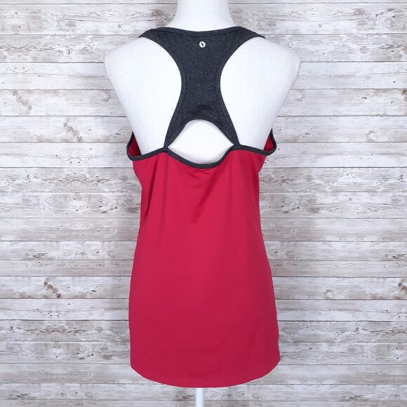 Xersion Quick Dri Tank L Racer Back Workout Pink Gray 306A - Picture 2 of 4